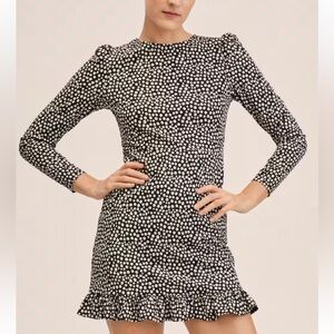 MNG Floral Dress - Round Neck, Long Puffed Sleeves,Spring & Fall Seasons